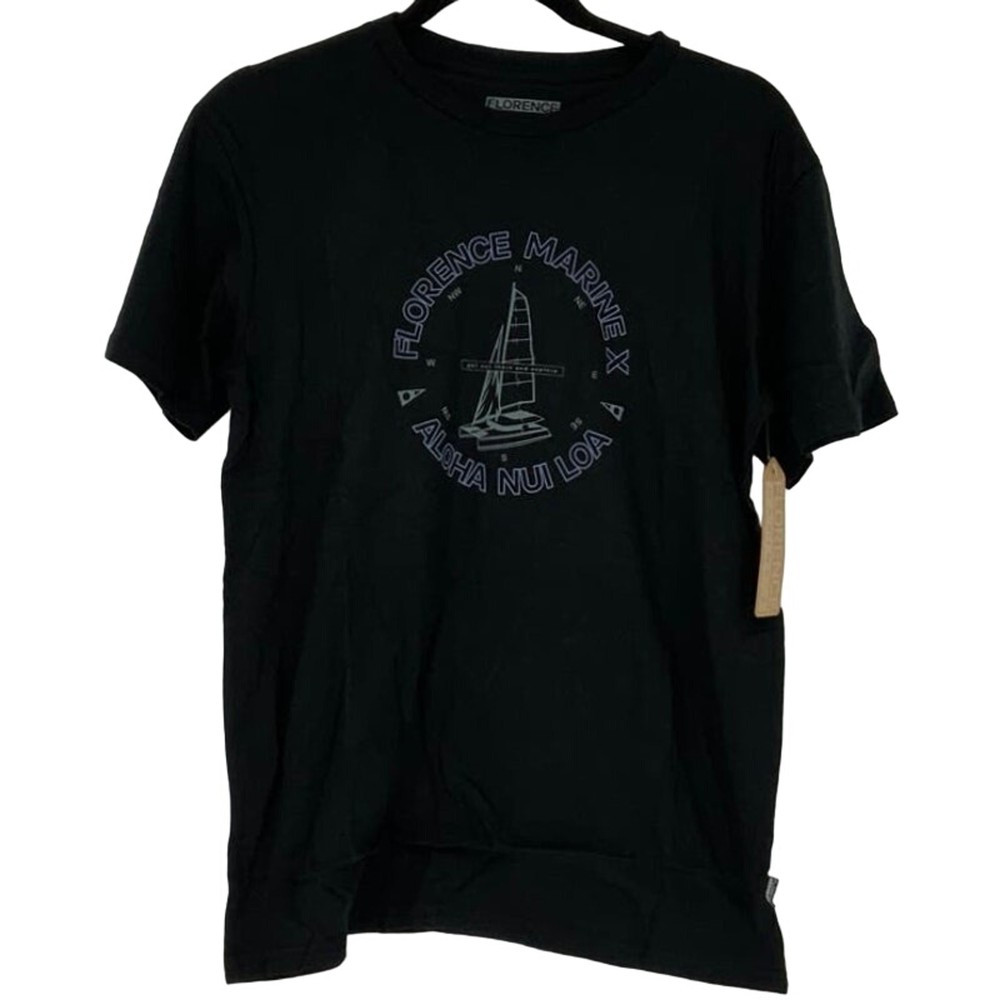 Florence Marine Men’s Small Catamaran Organic Cotton Black T-Shirt E11