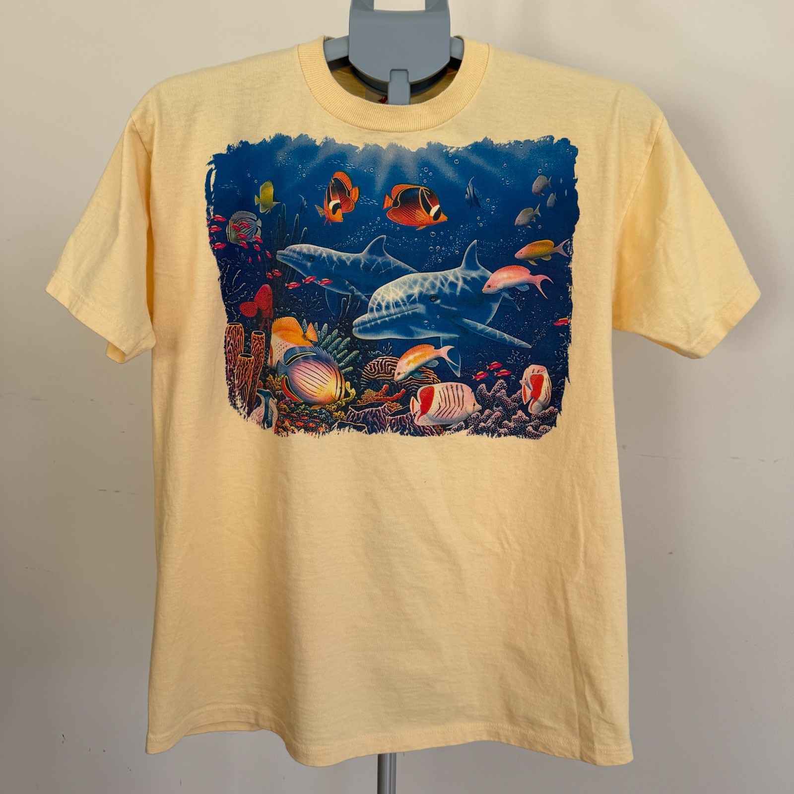 Jerzees Sea Life Graphic T Shirt Yellow Heavyweight Cotton Men’s L