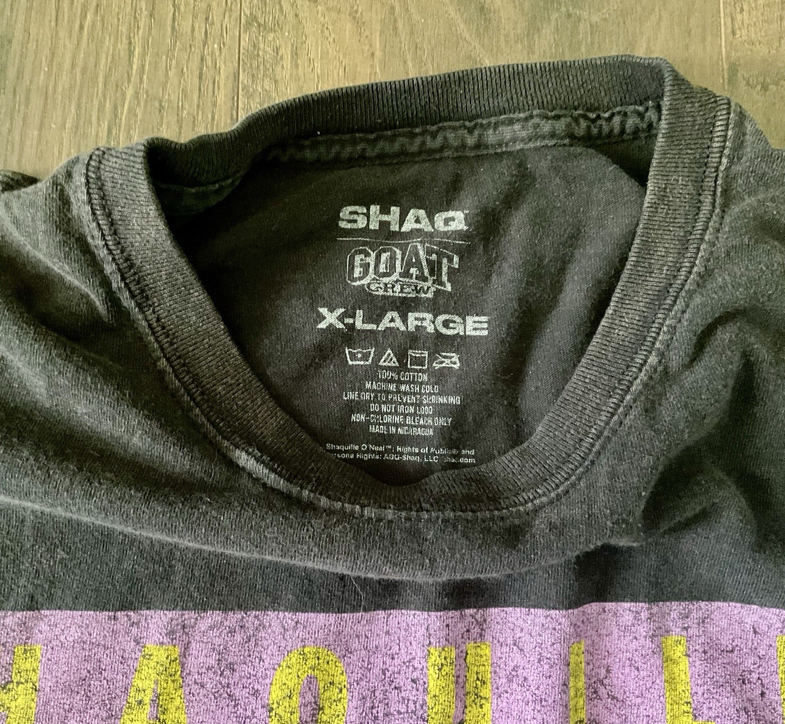 Shaquille O’Neal GOAT Crew Black Double Sided Graphic T Shirt, Size XL gallery