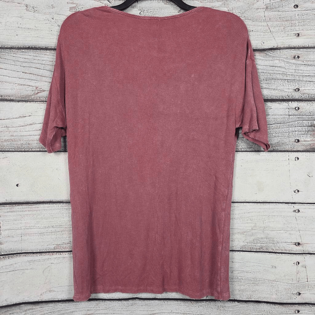BKE Mauve Waffle Knit Henley Pocket Top Women’s M gallery