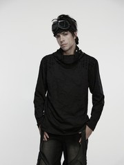 Punk Rave Men Black Gothic Cyberpunk Decadent T-Shirt Loose Tops