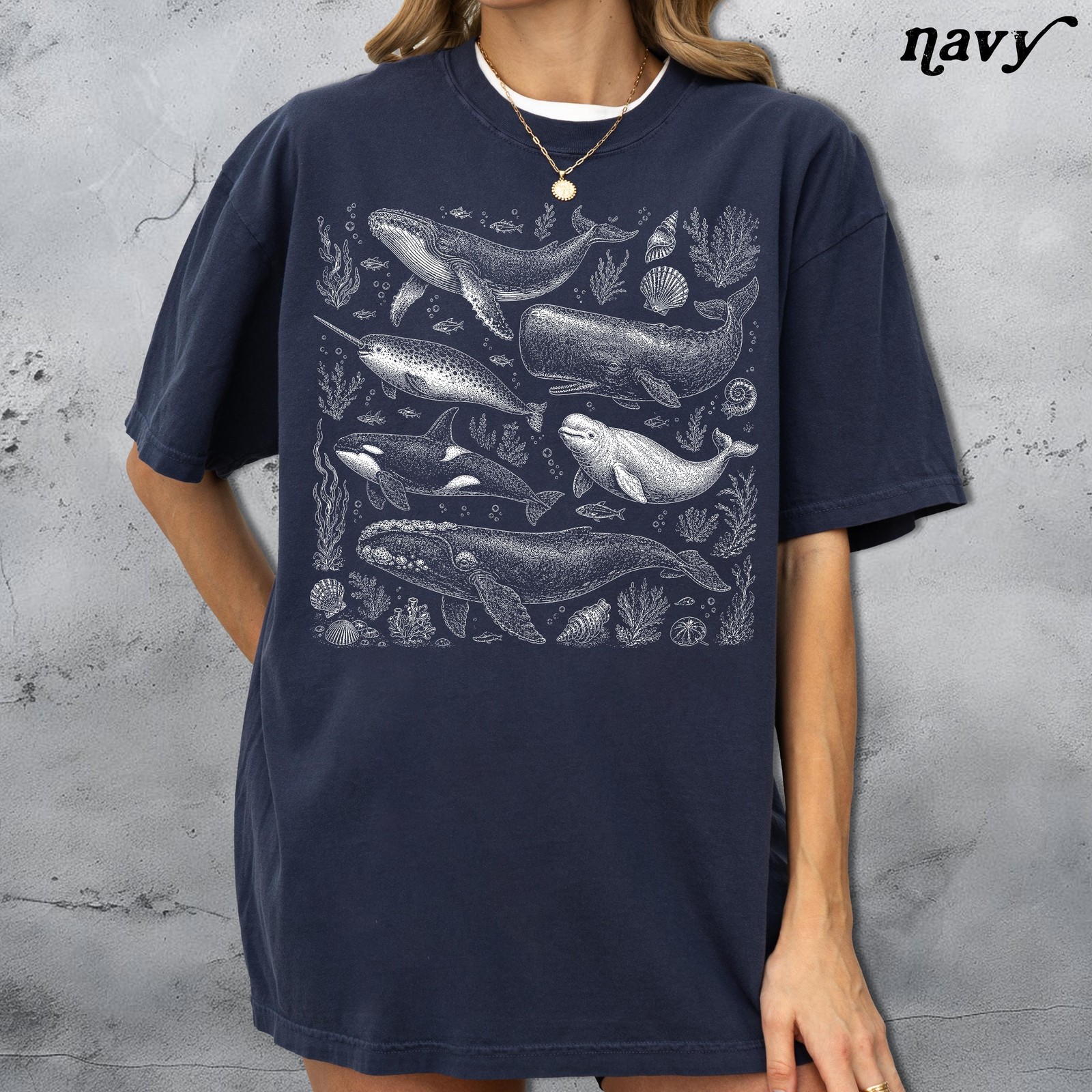 90s Whales T-Shirt Vintage Nautical Marine Life Graphic Tee Unisex gallery