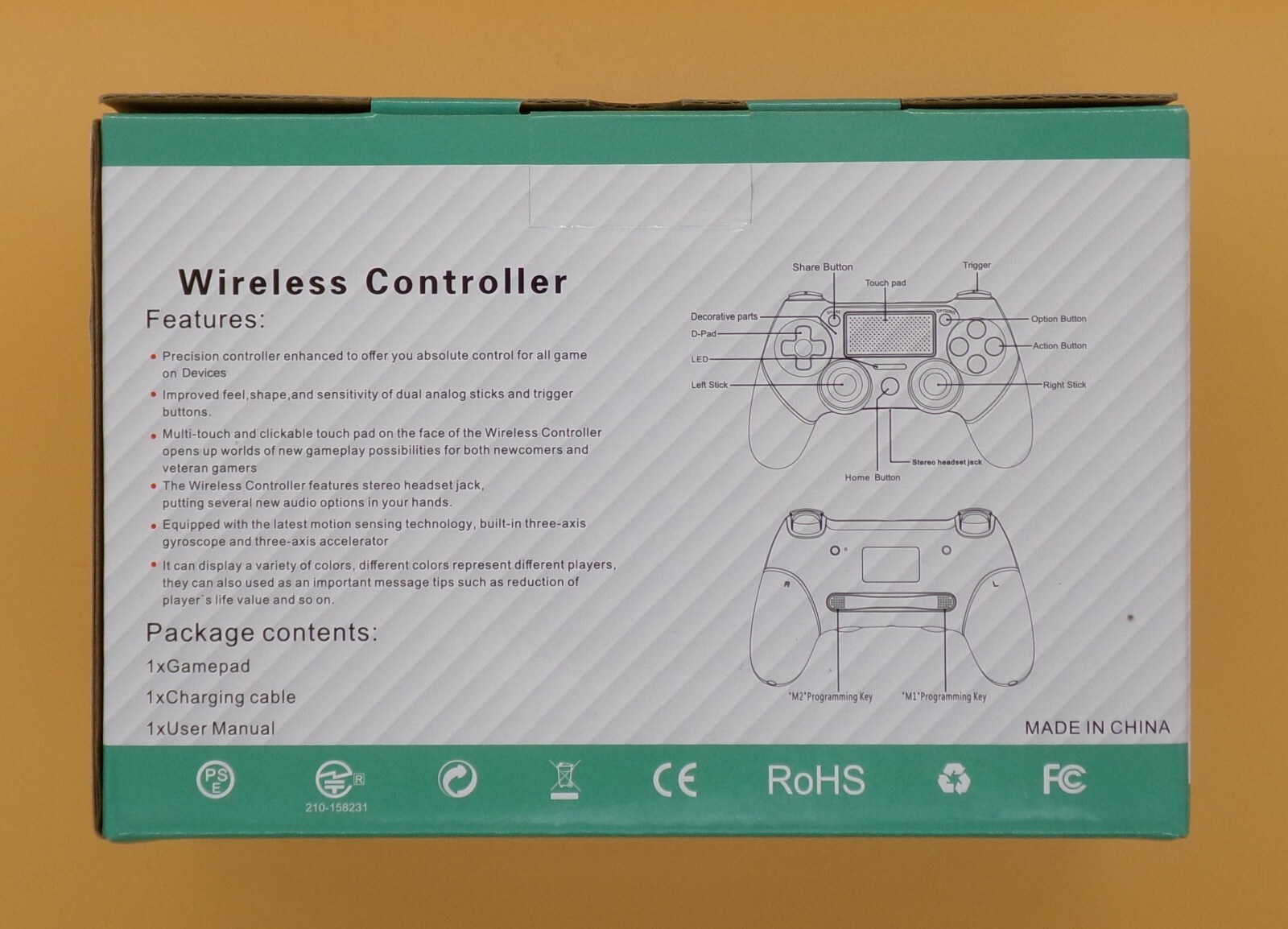 Wireless Controller for PS4, Wired P-4 Pro Controller with Paddles, Black P-4