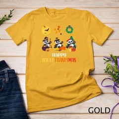 Panda Halloween And Merry Christmas Happy Hallothanksmas T-Shirt Unisex T-shirt