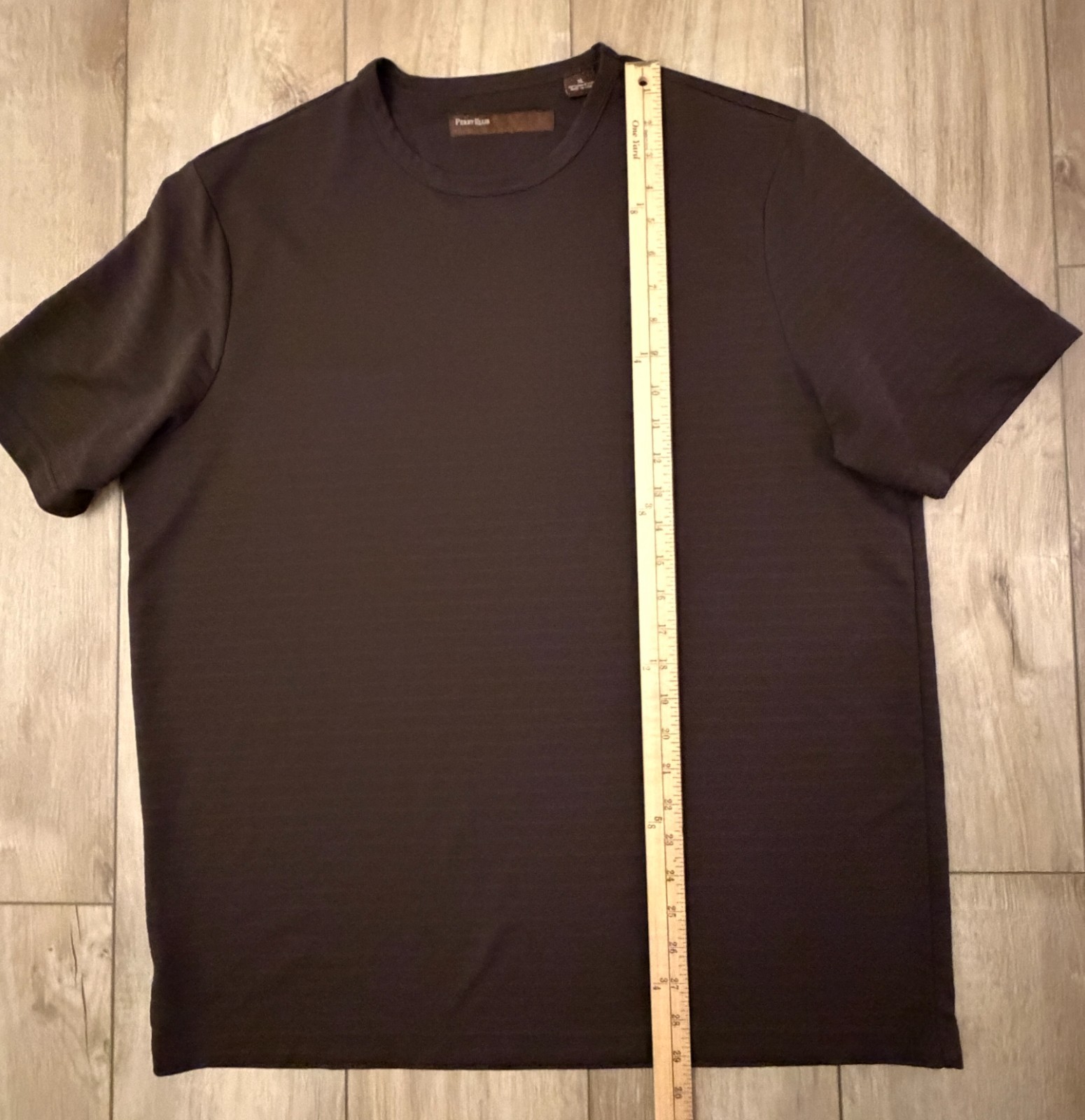 Perry Ellis Polyester Ribbed Knit Crew Neck Short Sleeve Shirt-Men's XL-Brown gallery