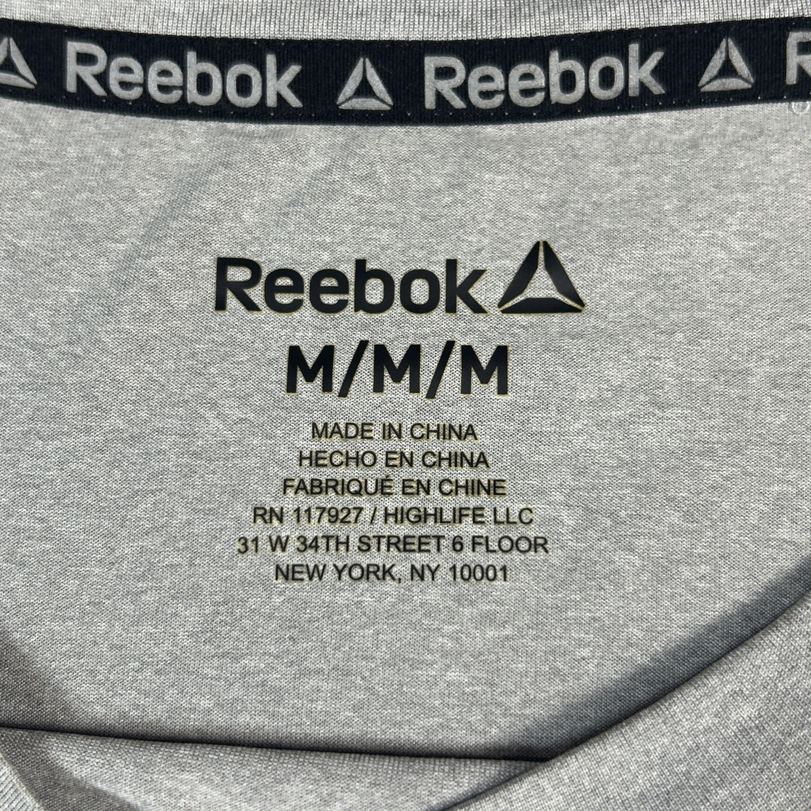 Reebok Mens Polyester Stretch T-shirt Work out Gym Medium Sport Tee Gray gallery