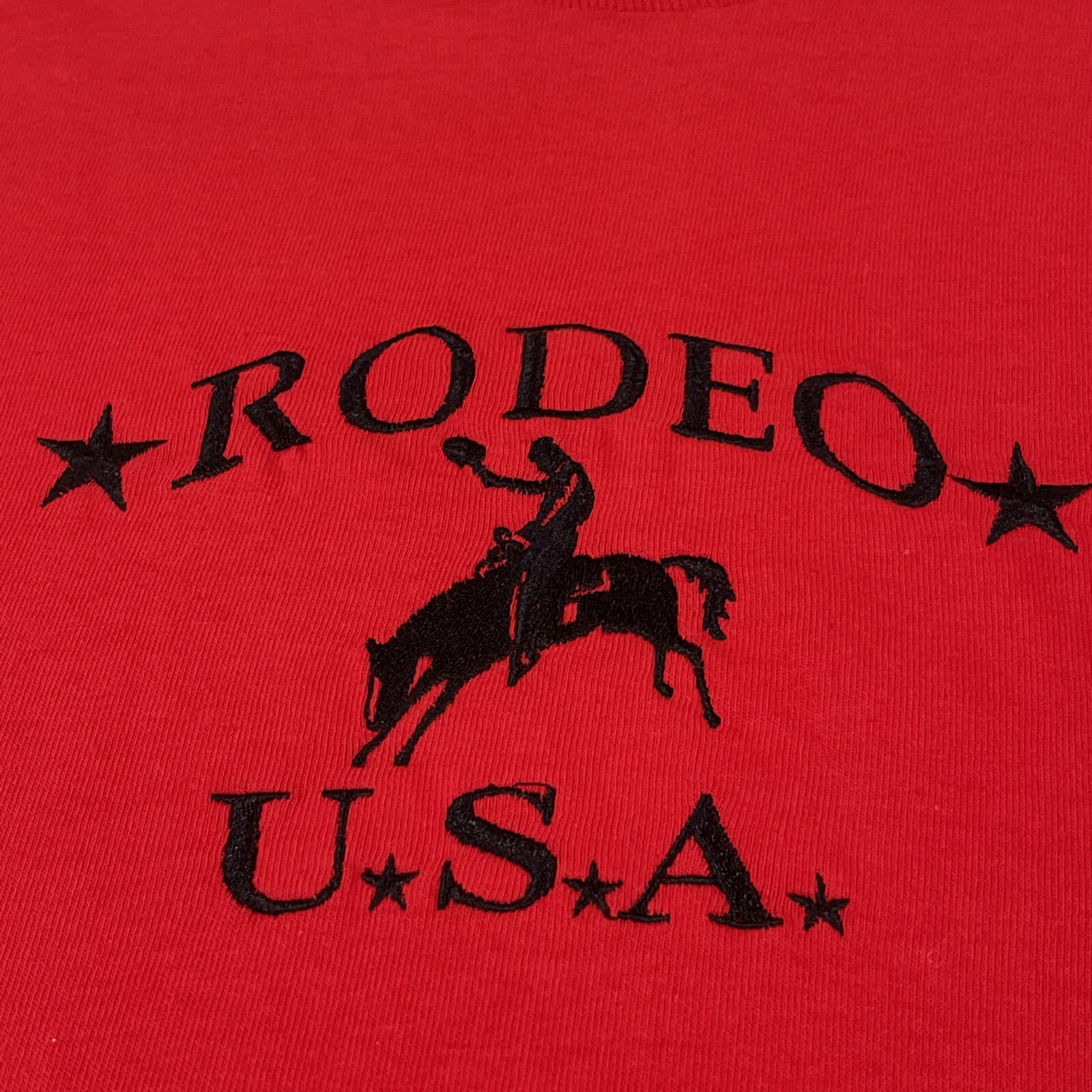 VTG Fruit of The Loom RODEO USA Embroidered Logo Red XL T-Shirt Single Stitch gallery