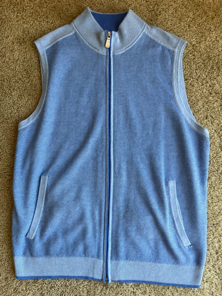 Tommy Bahama IslandZone Full Zip Sweater Vest Men’s Medium Blue Coolmax Golf