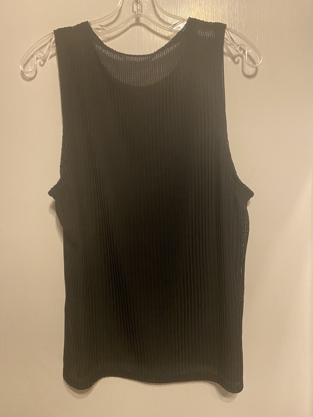 Jogal Mens Black Semi-Sheer Striped Sleeveless Muscle Tank Top Size Small NWOT gallery