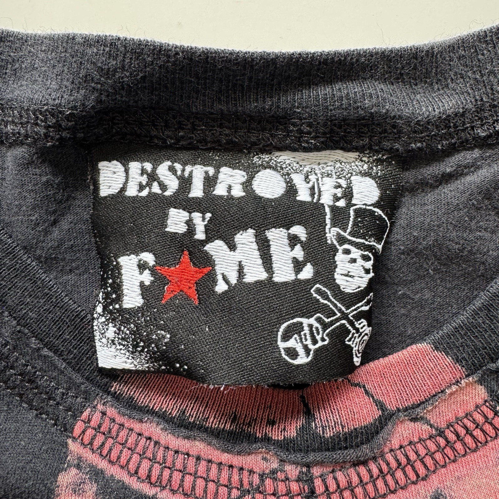 DESTROYED BY FAME Built For Destruction Adult Medium Tattoo Skull Wings Y2K gallery
