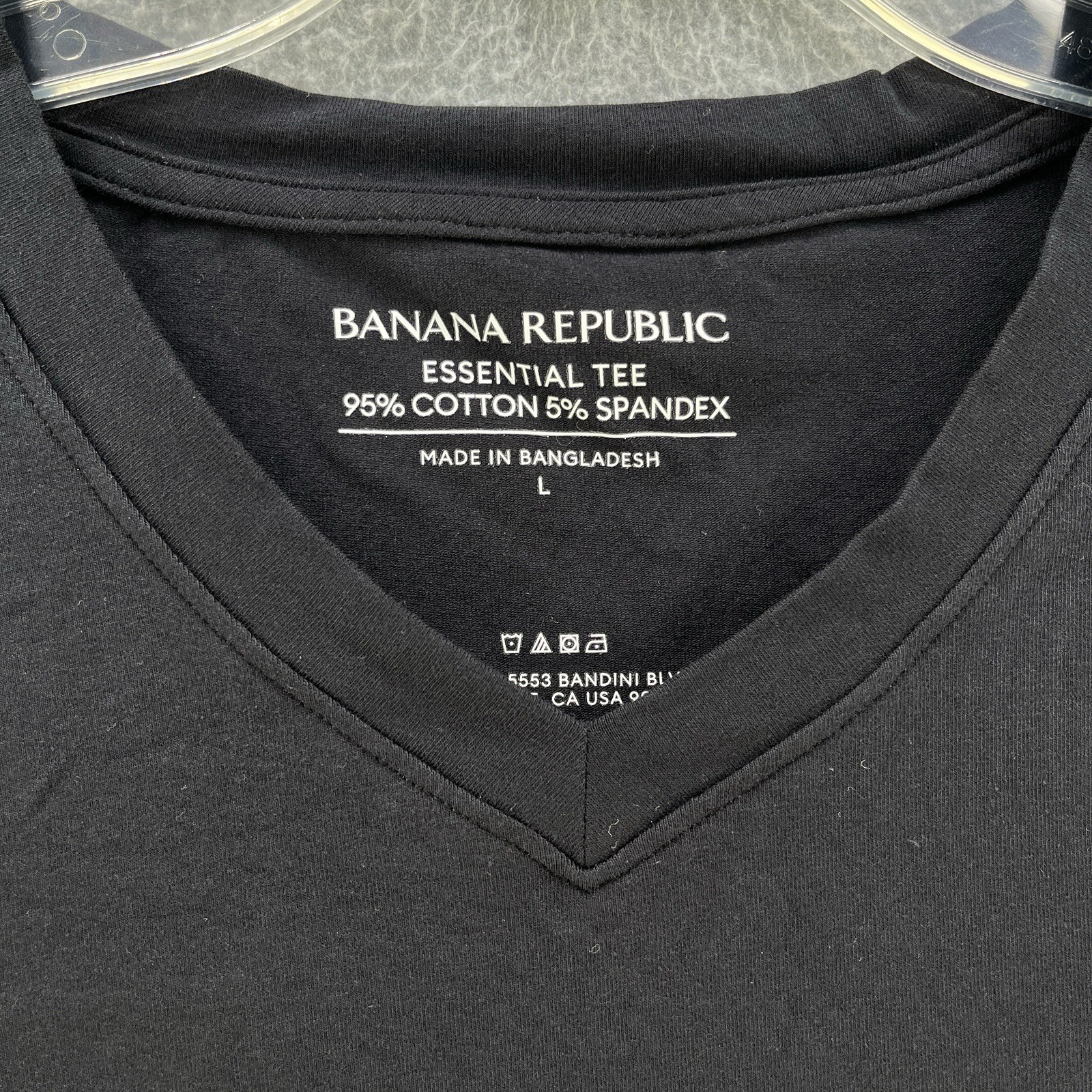 Banana Republic Mens V Neck Shirt Large L Black Cotton Spandex Short Sleeve gallery