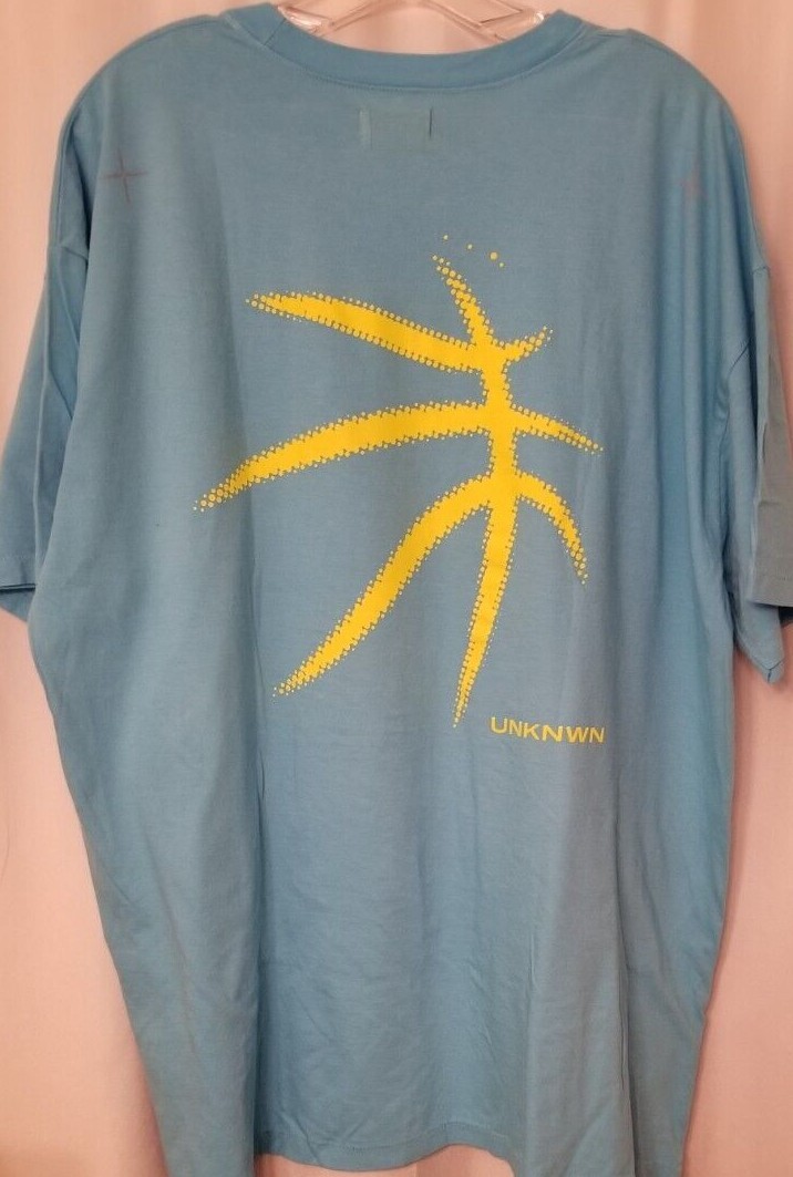 UNKNWN Sport Tee Shirt Men's Blue Yellow Graphic Iconic Made in USA Size Large gallery