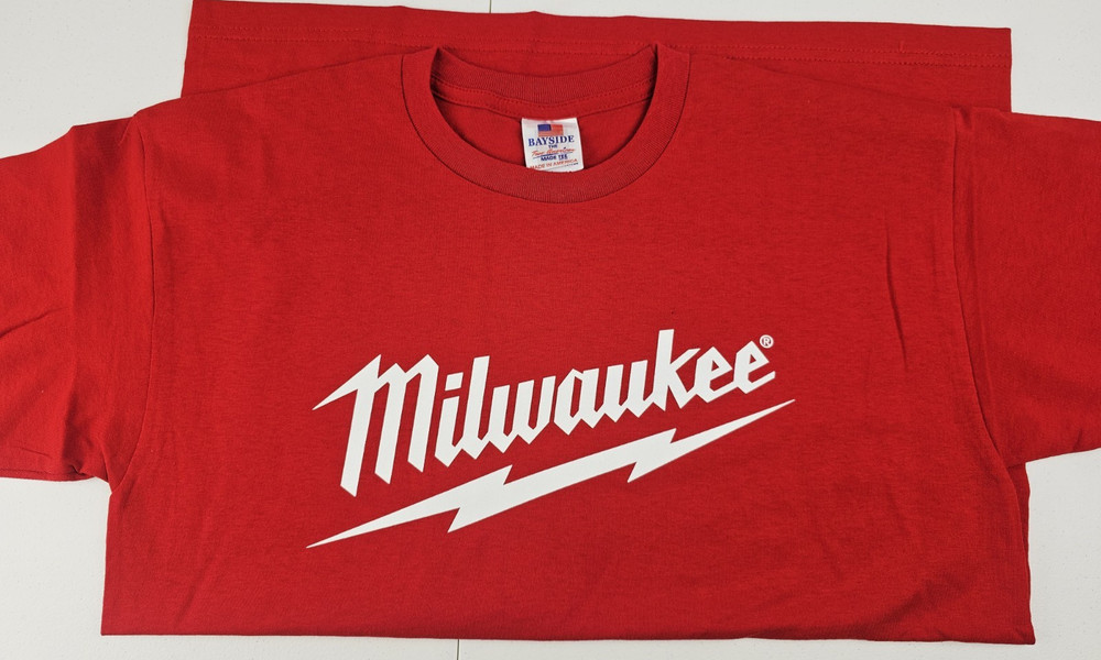 Milwaukee Red Bayside Preshrunk Cotton T-Shirt – Sizes M, L, XL, 2XL