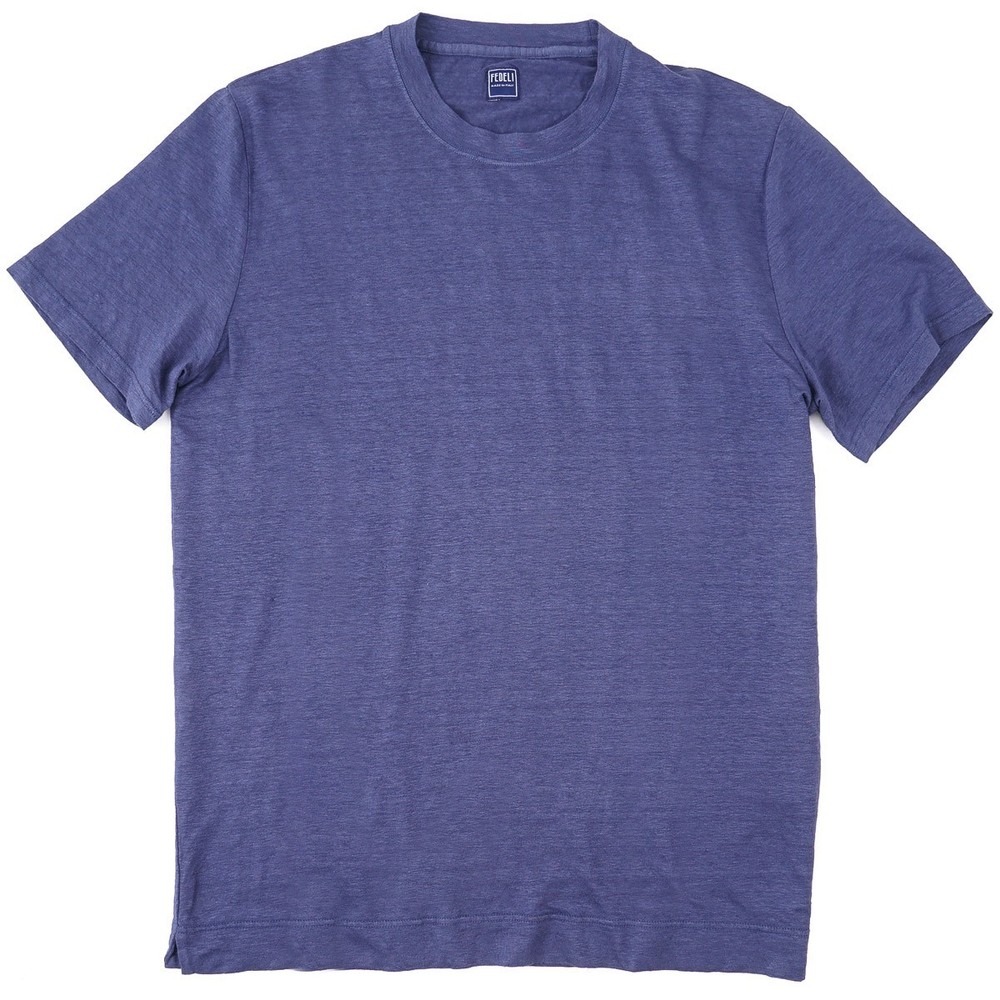 Fedeli Slim-Fit Night Blue Lightweight Stretch Linen T-Shirt XXL (Eu 56) NWT Tee