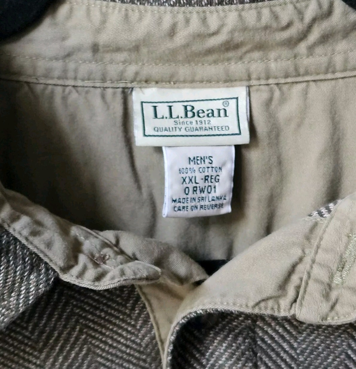 Vtg LL Bean Shirt Mens Size XXL Brown Henley Herringbone Pullover Casual gallery