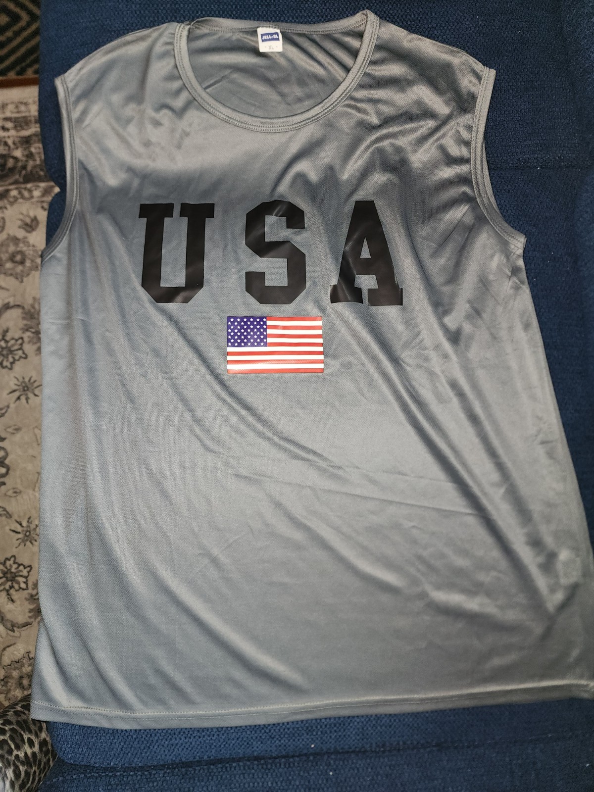 Men's USA Flag Sleeveless Muscle Shirt Size XL gallery