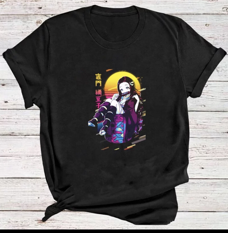 Demon Slayer | Vaporwave Nezuko | T-Shirt men | ANIME | Free Shipping | Size (L)
