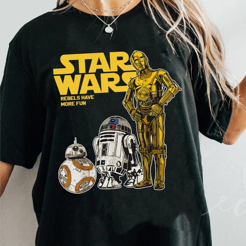 Star Wars C-3P0 BB-8 R2-D2 Droids Rebels Have More Fun Tshirt Men Women gallery