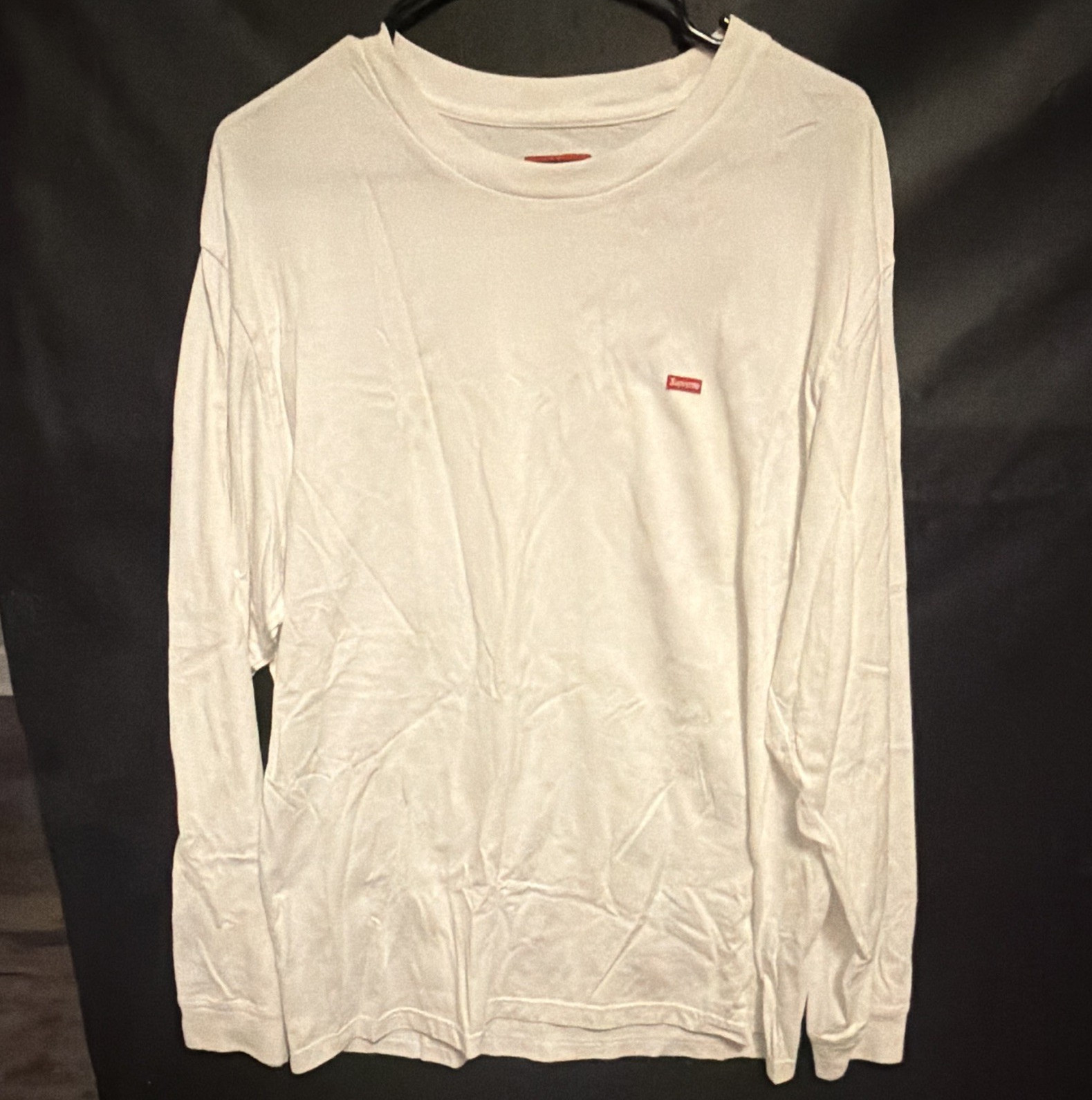 Supreme Men's White Logo Jersey Long Sleeve Crew Neck T-Shirt Size L gallery