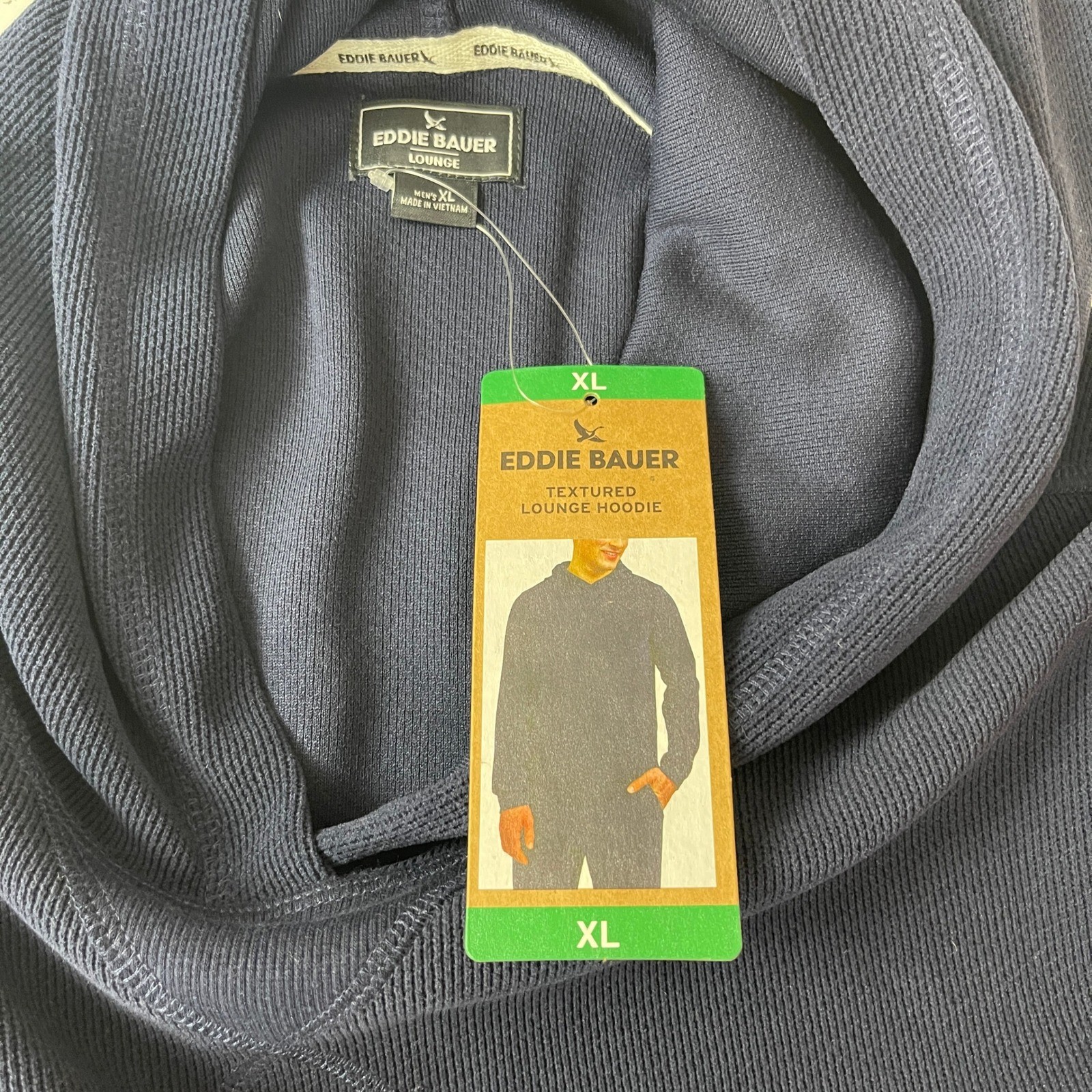 Eddie Bauer Hoodie Mens XL Blue Thermal Textured Outdoor Hiking Gorpcore Casual gallery