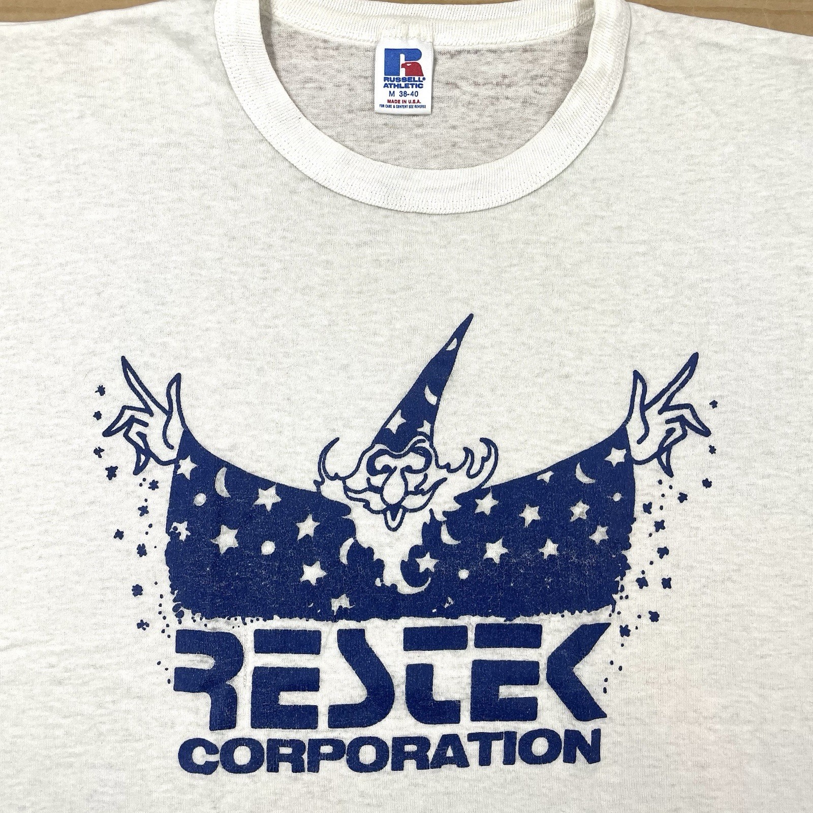 VTG 80 Wizard 20” x 25.25 Restek Corp. Advertising Logo T Shirt