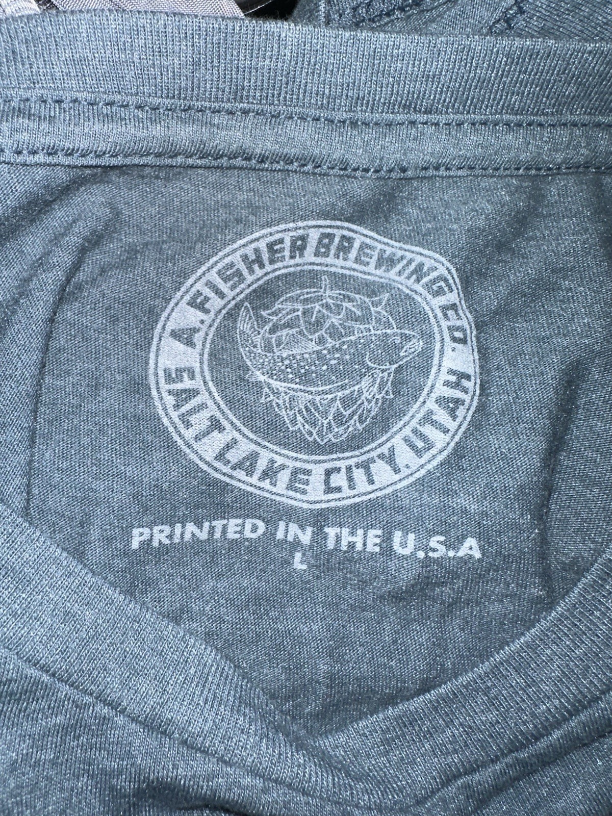 A. Fisher Brewing Co. Women's Large Craft Beer Long Lt Blue Salt Lake City Utah gallery