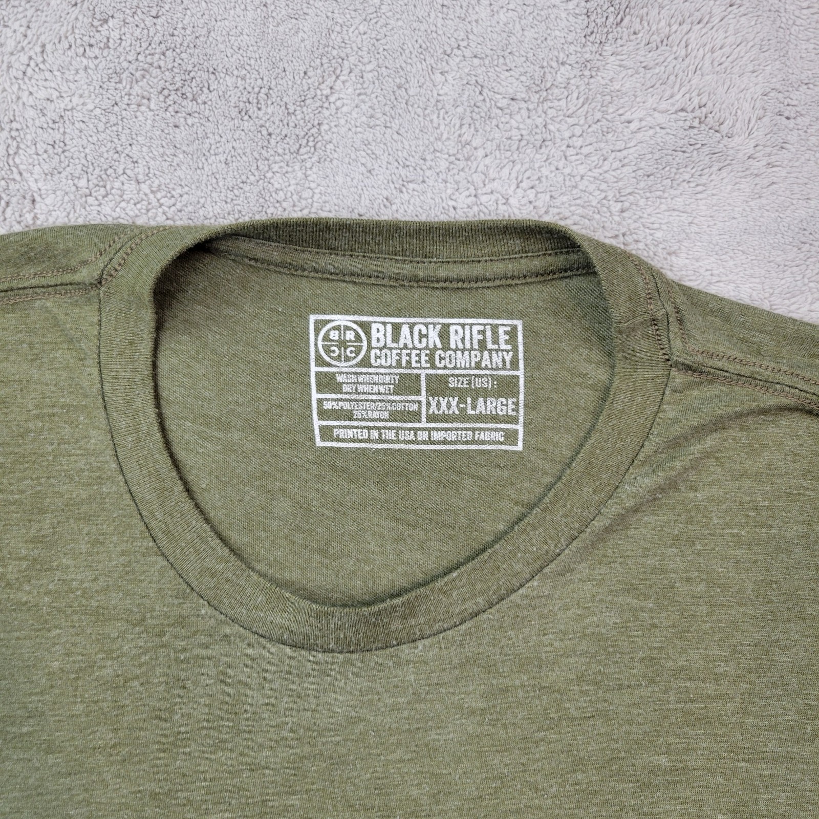 Black Rifle Coffee Company T Shirt Mens XXXL Olive Green Gun Spellout Graphic gallery