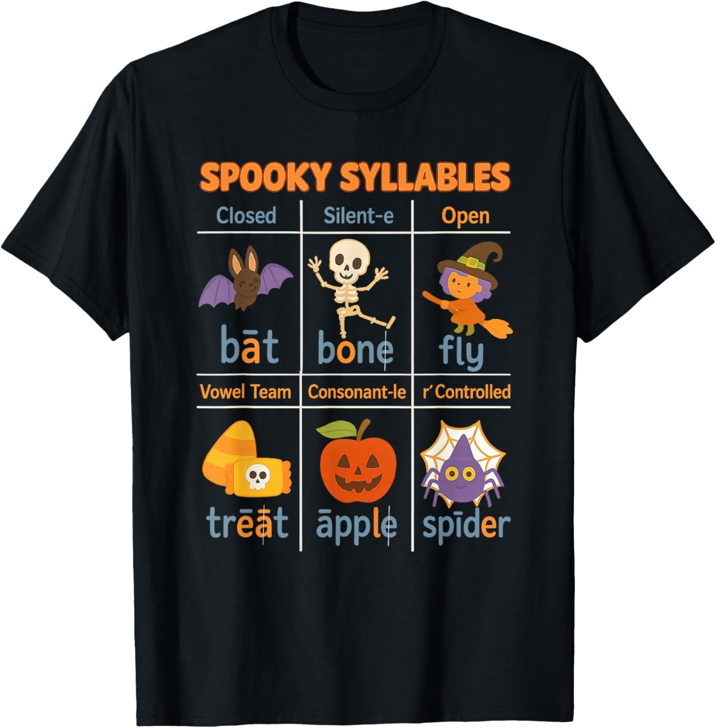 Spooky Syllables Teacher Funny Halloween Educational Kids T-Shirt gallery