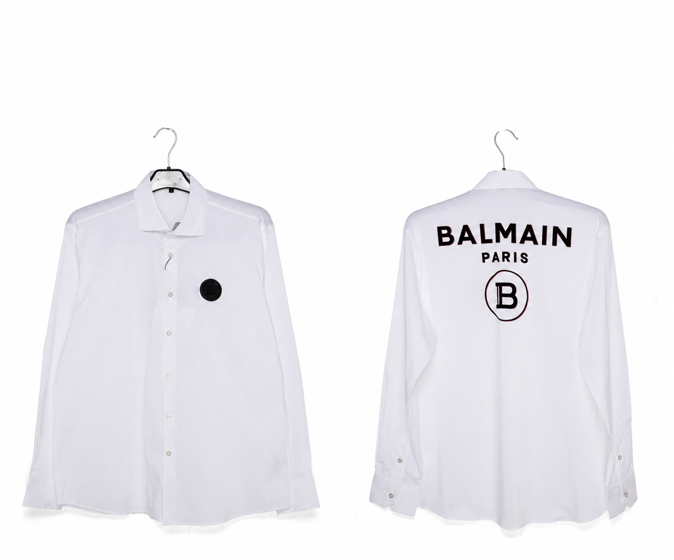 balmain white shirt with Front Logo and printed written on the back gallery