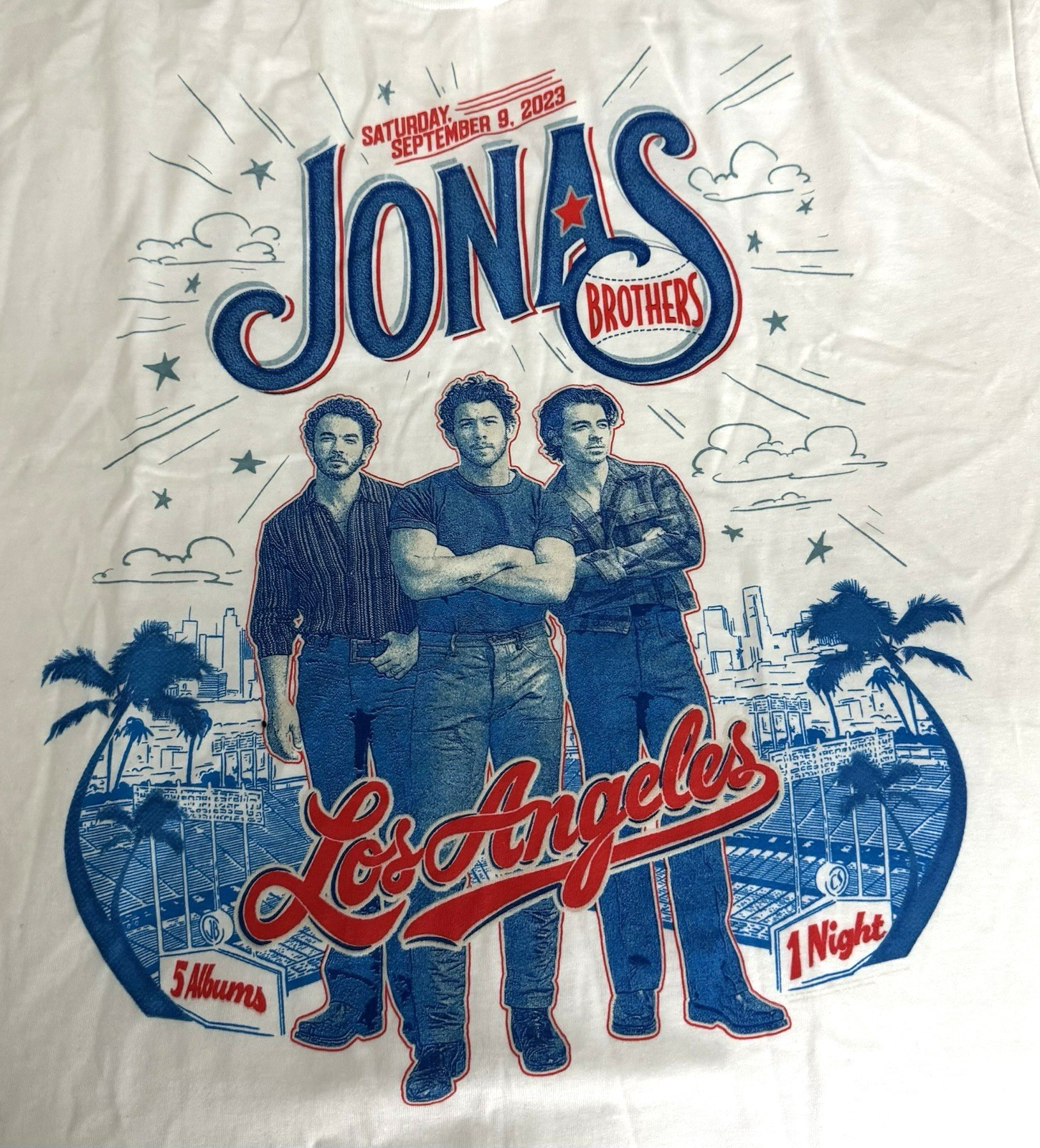 Jonas Brothers 2023 Los Angeles Dodger Stadium Concert T-Shirt White New Size XL gallery