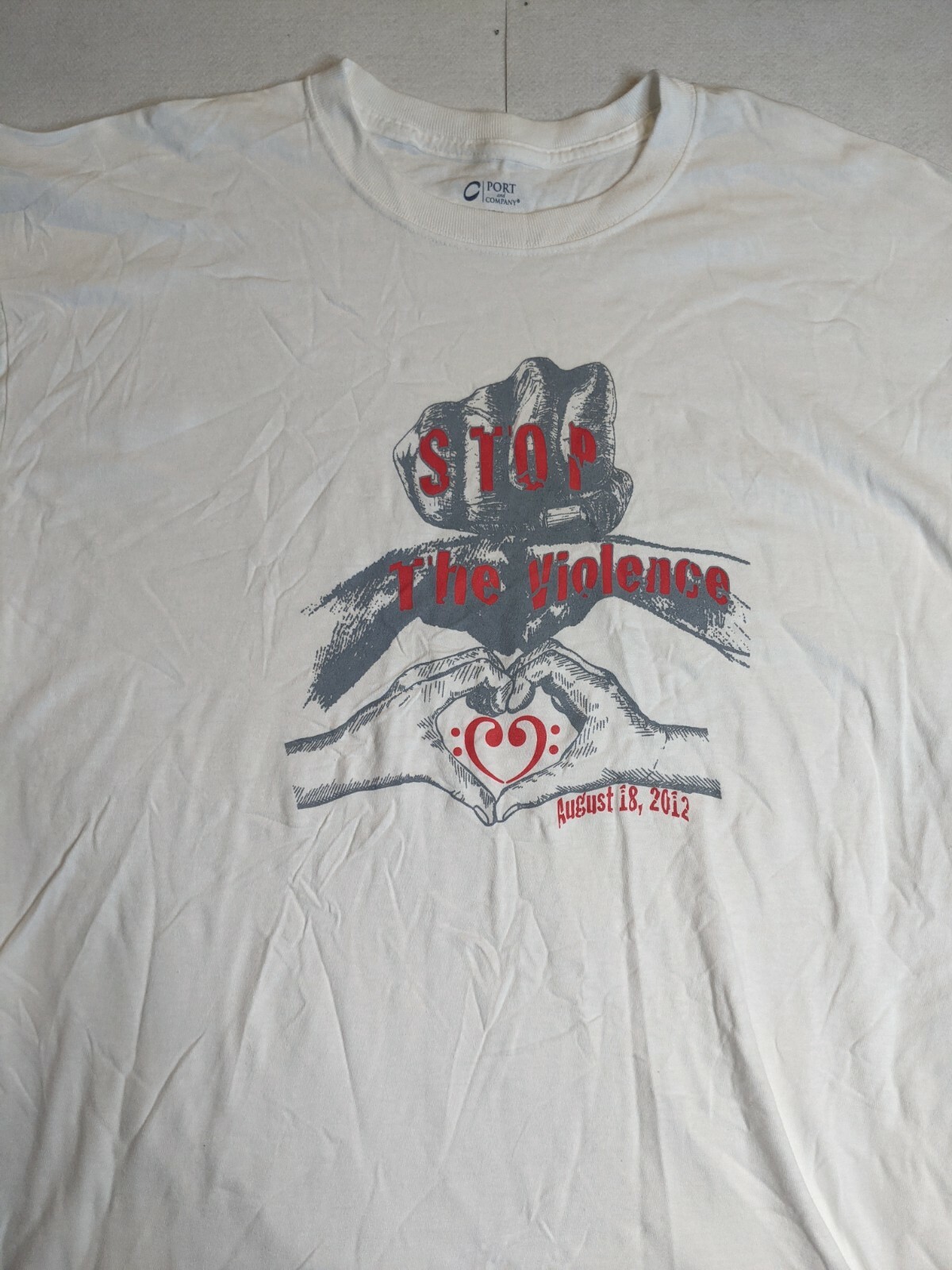 Stop the violence Love Heart Domestic Abuse shirt mens size XL White gallery
