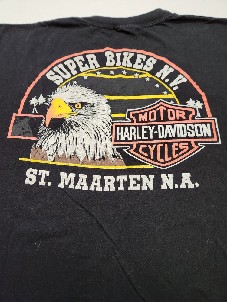 Harley Davidson St Maarten N A Biker Clob Niu Sportswear Black T-Shirt L