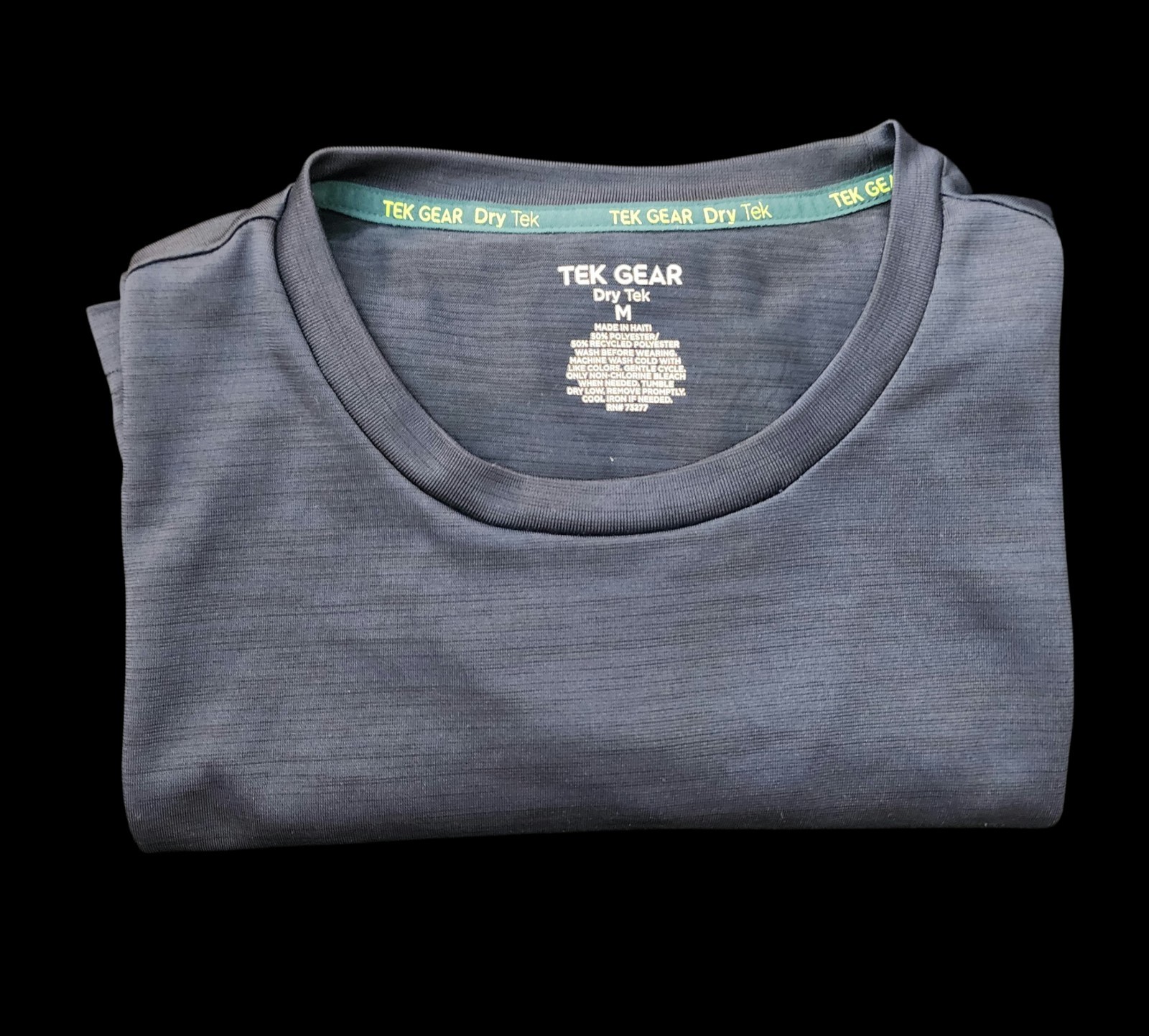 Tek Gear Dry Tek Black Short Sleeve Men's Knit T-Shirt Crew Neck Polyester M gallery