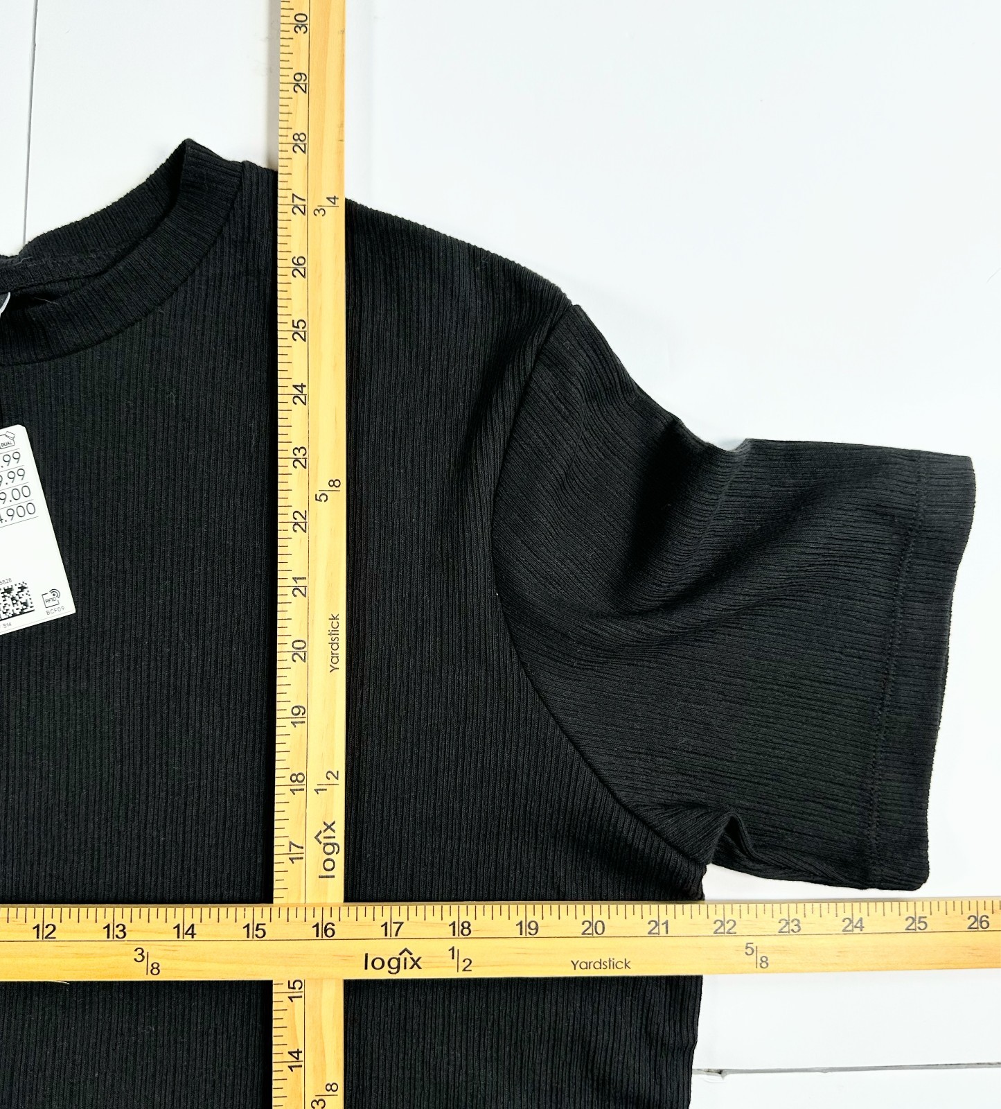H&M Men's Medium Ribbed Knit Loose Fit Coupe Ample Solid Black T-Shirt NWT gallery