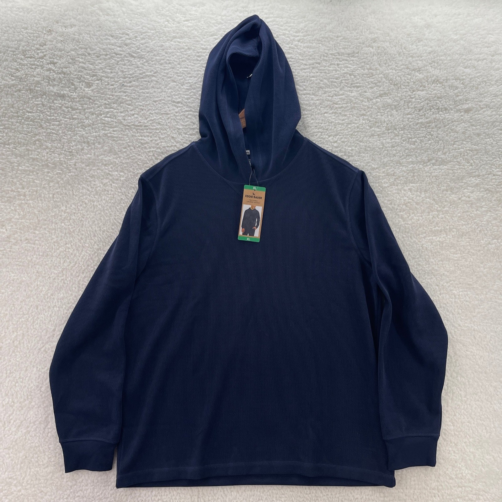 Eddie Bauer Hoodie Mens XL Blue Thermal Textured Outdoor Hiking Gorpcore Casual gallery