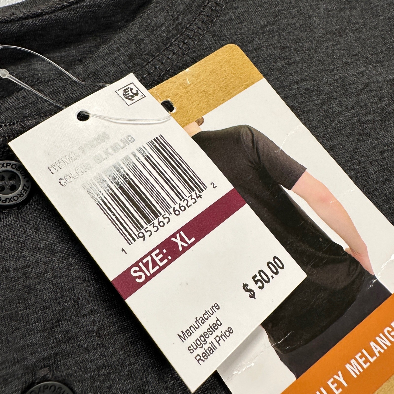 ZeroXposur Henley Melange Tee Shirt Gray Black Poly Spandex XL NWT gallery