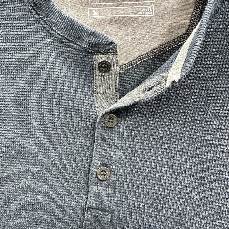 Eddie Bauer Thermal Base Layer Mens L Tall Henley Shirt Blue Long Sleeve Waffle gallery