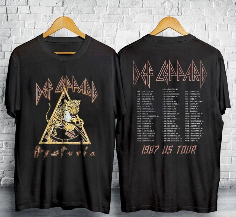 Def Leppard Mens T-Shirt 1987 US Hysteria Tour NewTwo Sided Black Cotton gallery