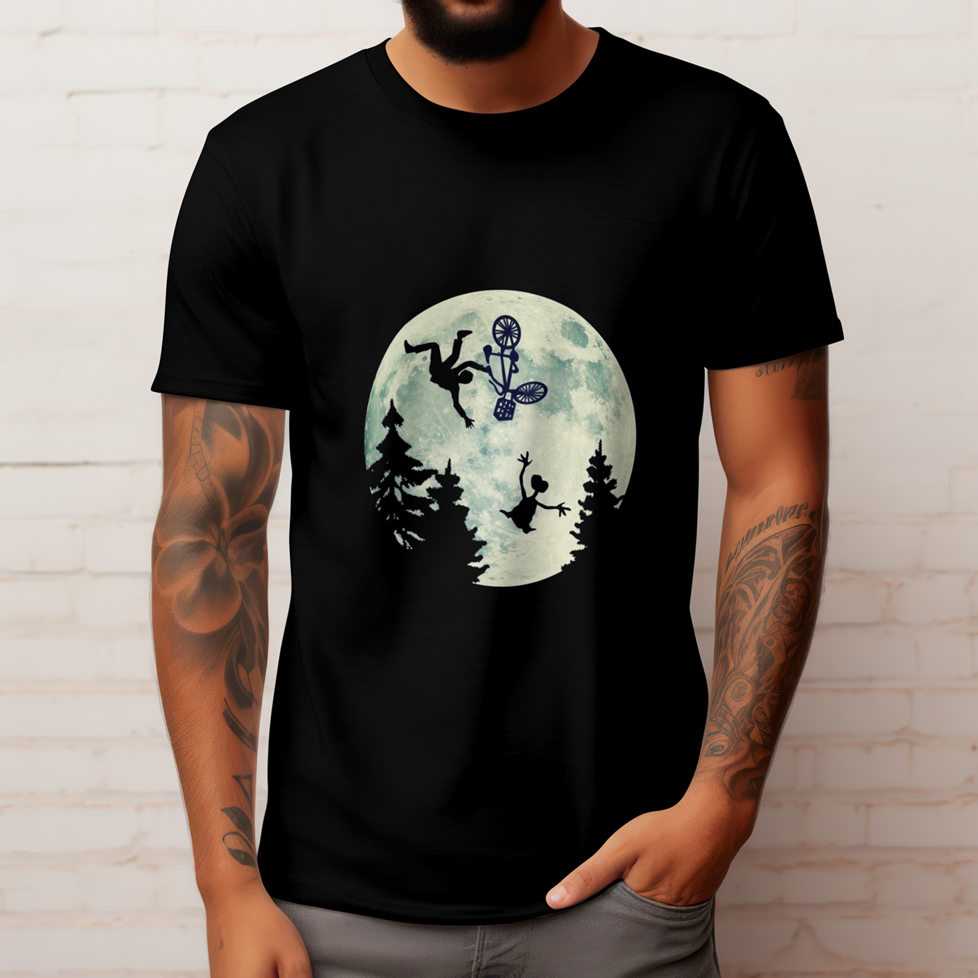 E.T. BIKE CRASH T-Shirt | Classic Spielberg Film Tee | 1980s Sci-Fi Movie Top gallery