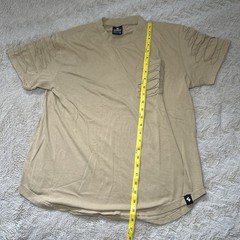 Beige T-Shirt Men’s M Slashed Cut Sleeves + Pocket