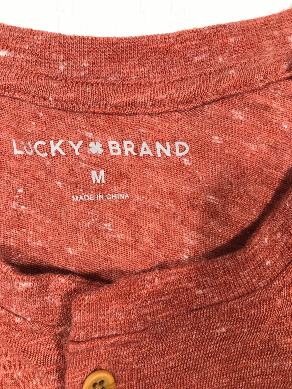 New Lucky Brand Henley Shirt Mens M Red Short Sleeve Cotton Linen Lightweight gallery