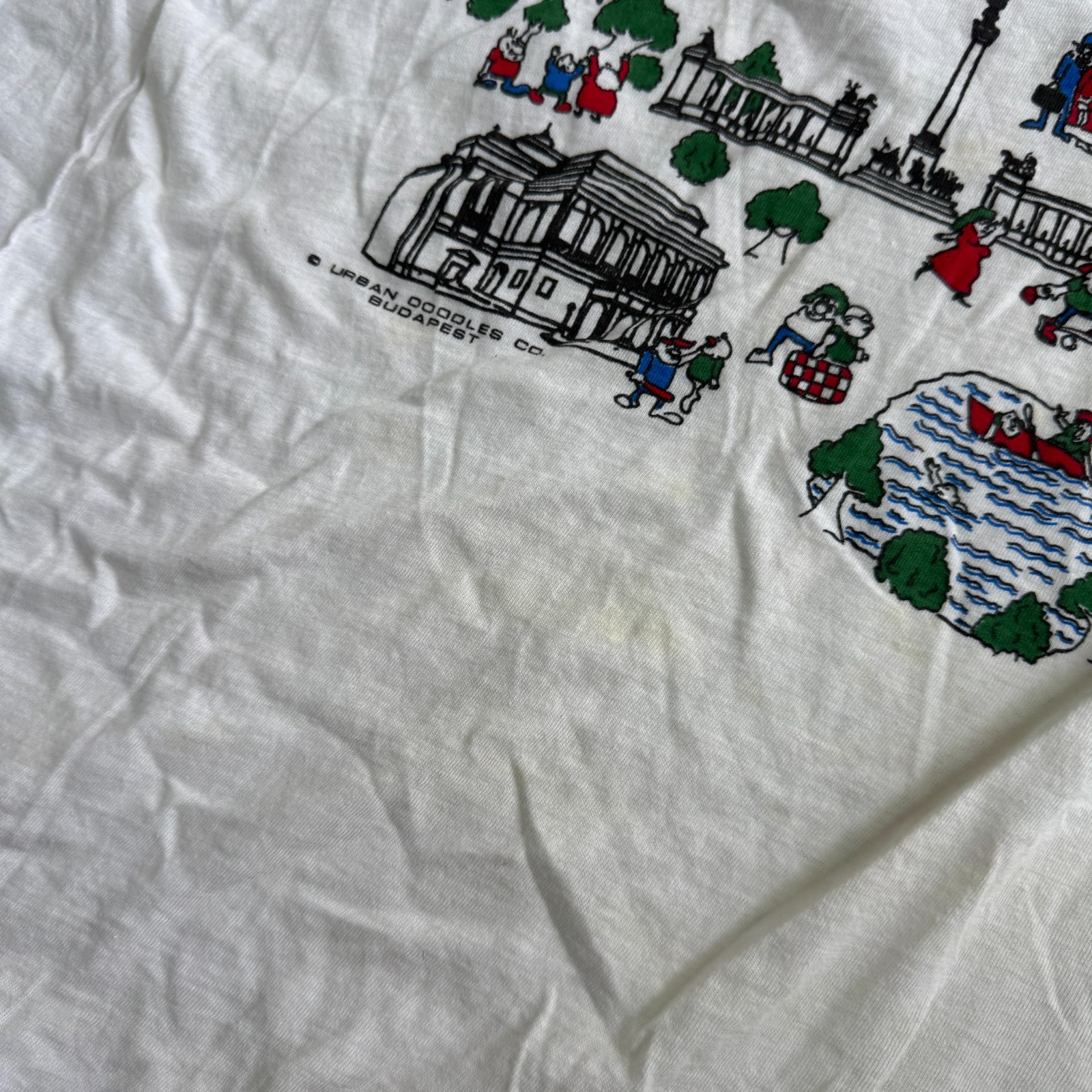 Vintage White Single Stitch T-Shirt Budapest 90s Retro Print Mens 2XL gallery