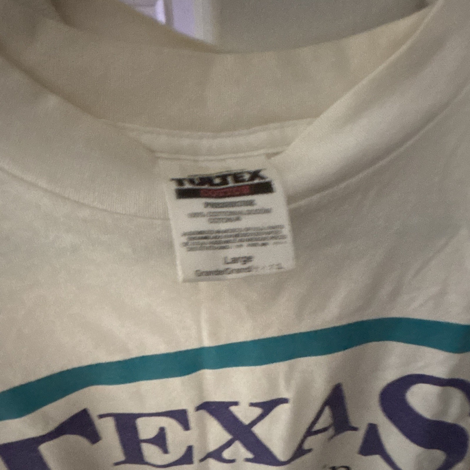 Texas Funny Graphic Print Men’s L White Cotton Knit Crew Neck T-Shirt gallery