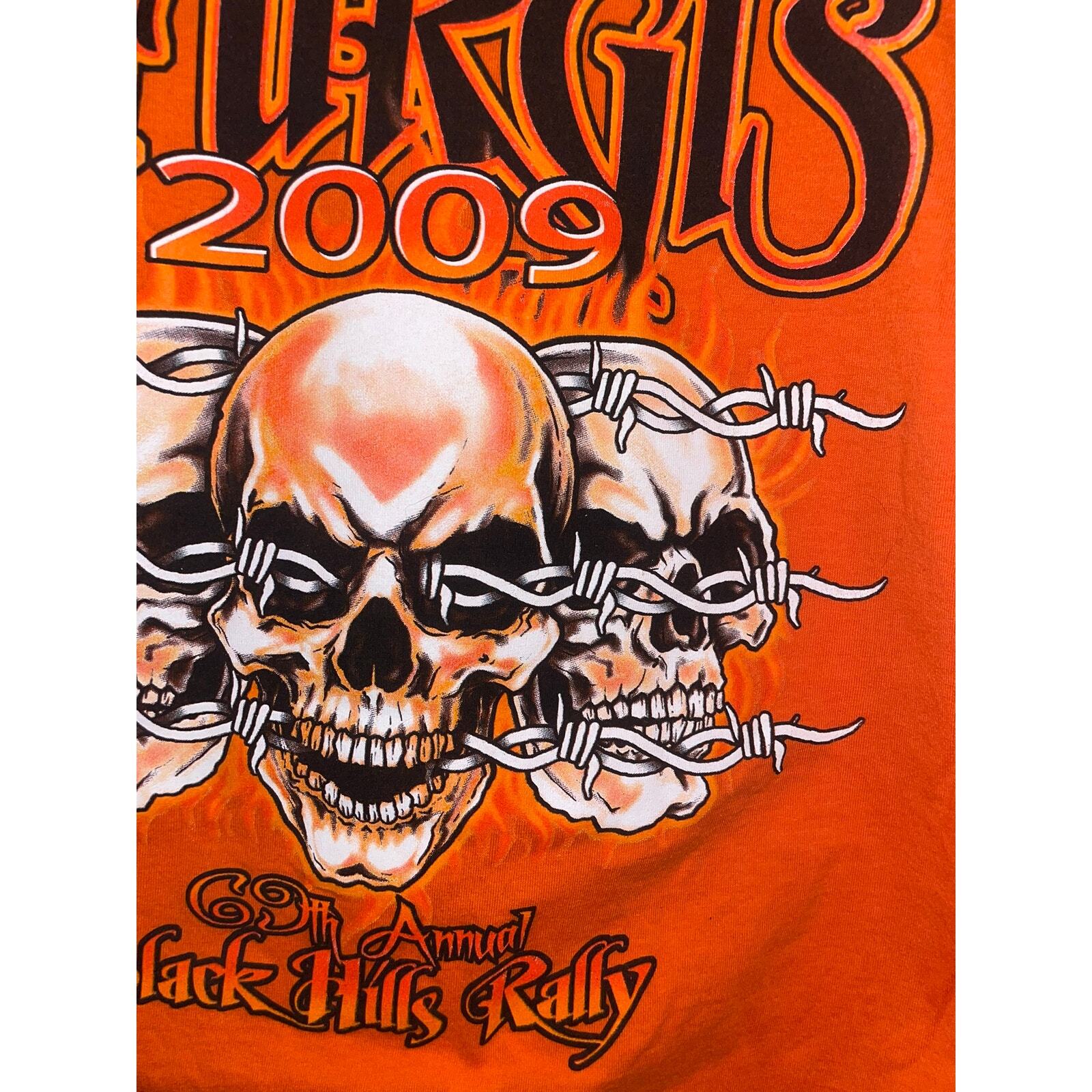 2009 Sturgis Black Hills Rally 69th Annual Orange Skull Shirt L Large 2000s gallery