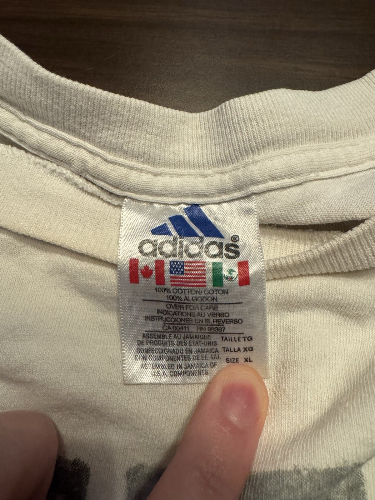 Vintage 90s Adidas T-shirt Three Box Logo White Size XL gallery