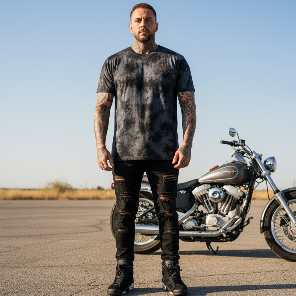 *HEADRUSH* (Black-Acid Wash) ~Headrush Motors~ Short Sleeve T-shirts