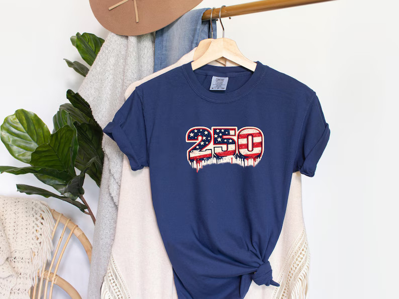 USA 250th Anniversary Patriotic Drip Flag 2D T-Shirt Streetwear Tee