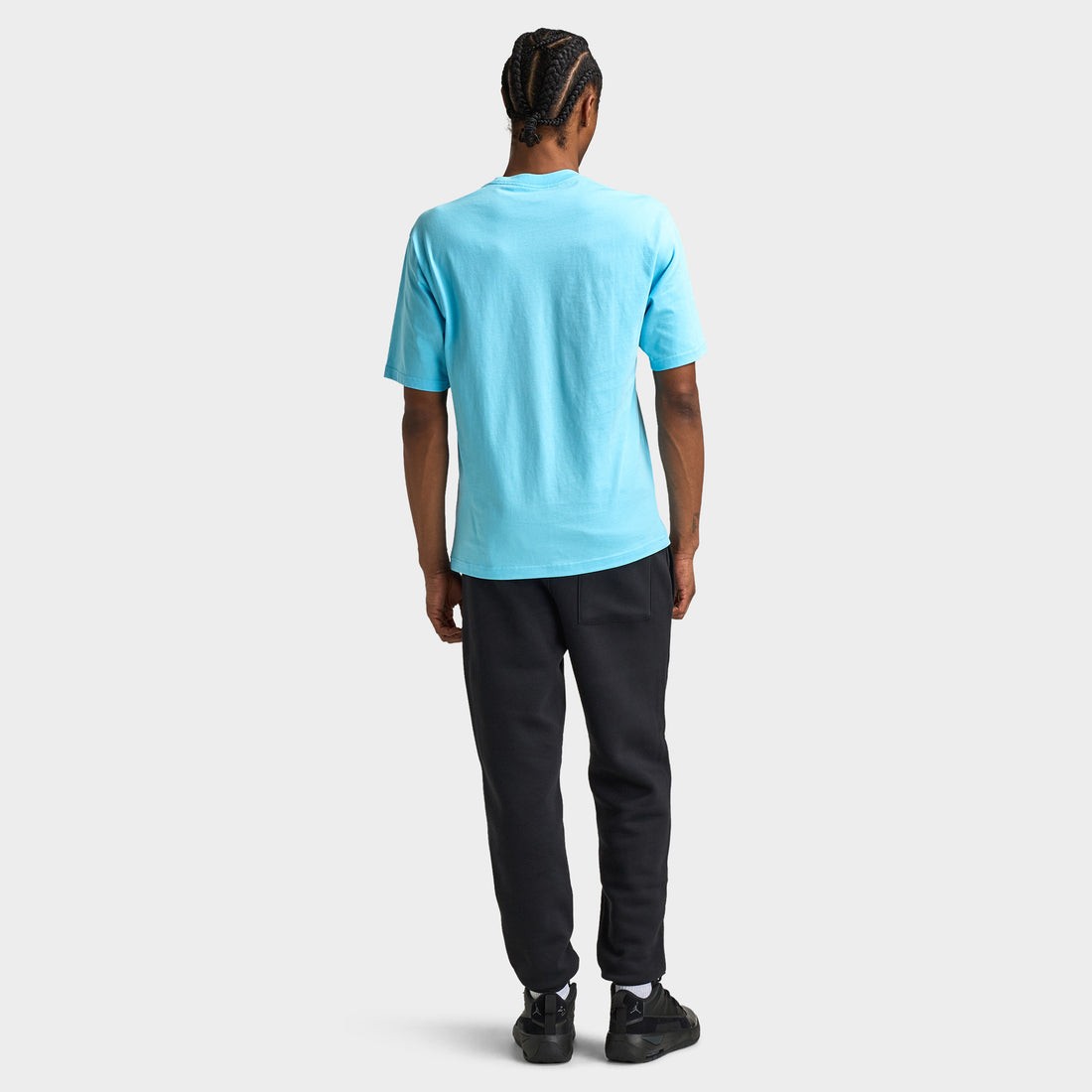 NWT Mens Jordan Brooklyn Swoosh Logo T-Shirt Blue Chill Black II2337-497 Large L gallery