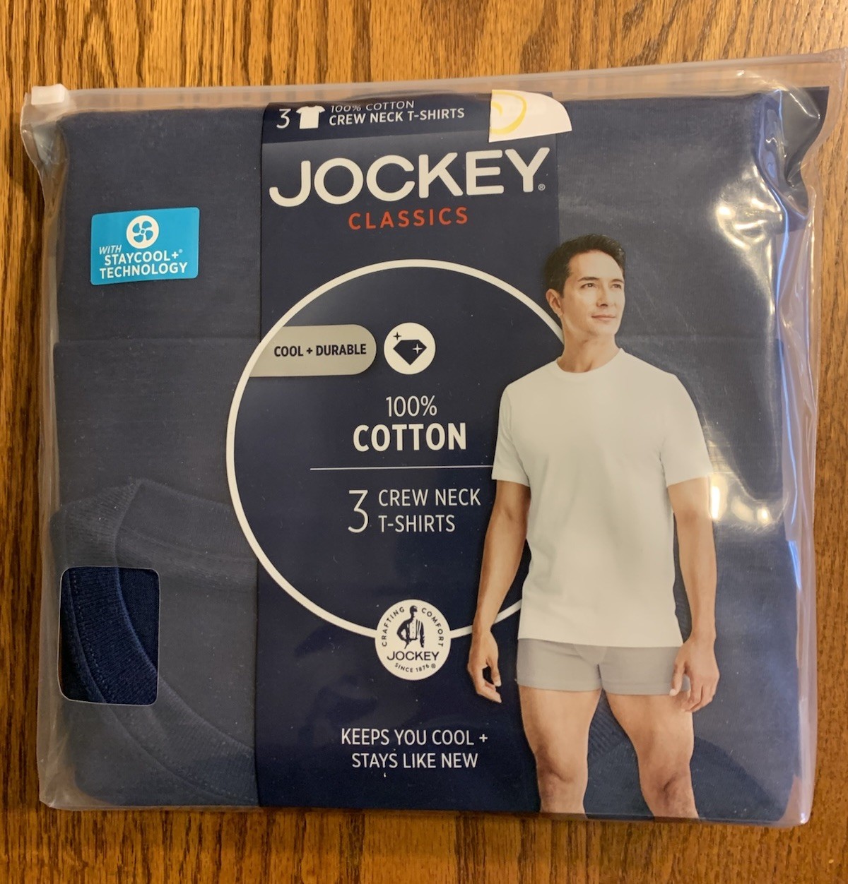 JOCKEY Mens Classic (3 PK) Navy Blue Crewneck S/S Undershirt M-2XL #9953 NIP gallery