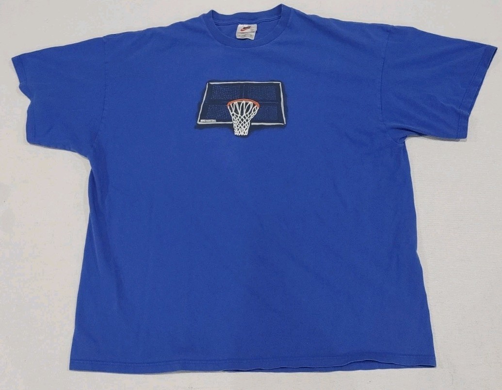 Vintage Nike Basketball Shirt Blue Graphic Sketch Art Made USA 90s Adult XXL 2XL gallery